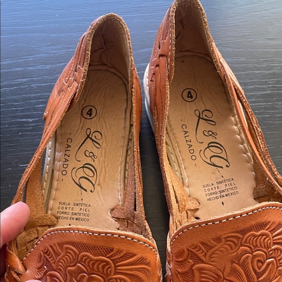 Women's Orange Leather Shoes - Picture 2 of 5